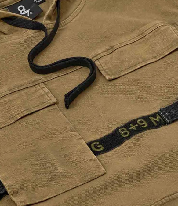 8 & 9 Clothing Strapped Up Vintage Washed Anorak Jacket Olive