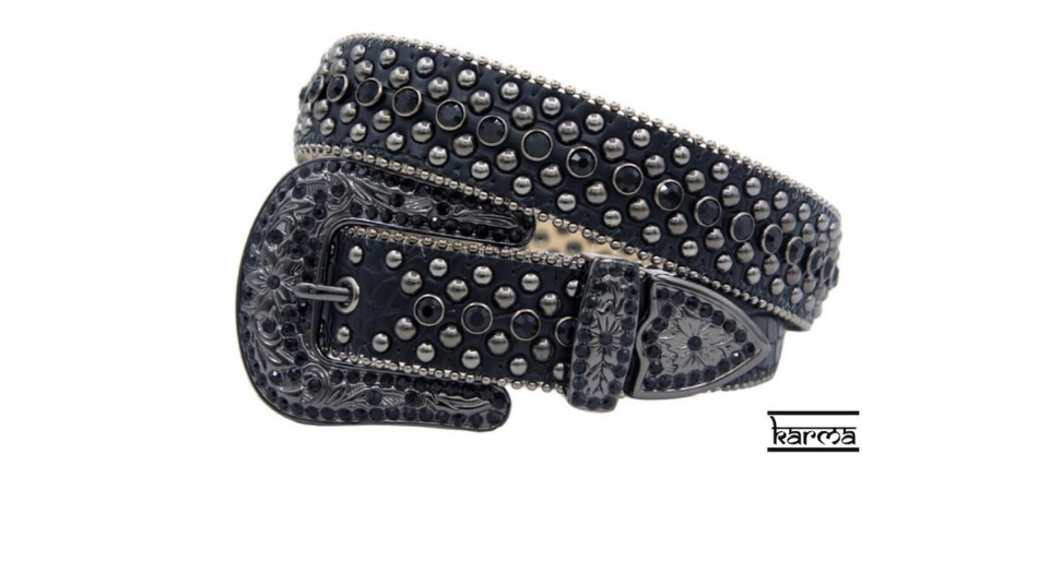 Karma Belts Rhinestone Black With Black Stones
