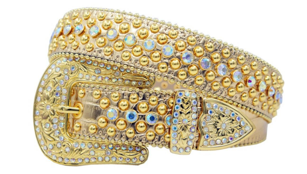 Karma Belts Rhinestone Gold With Gold Stones