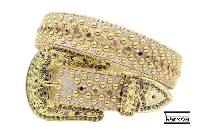 Karma Belts Rhinestone Gold Sparkle With Gold Stones