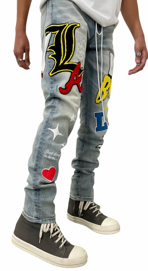 Lifted Anchors Boulevard Puff Print Denim Blue Wash