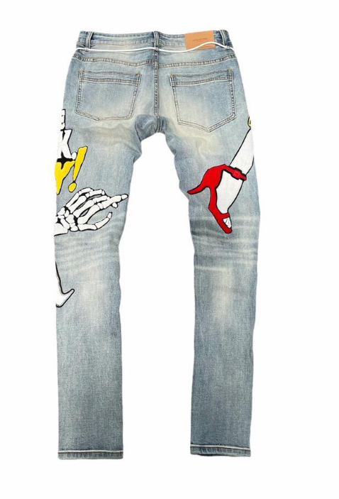 Lifted Anchors Boulevard Puff Print Denim Blue Wash