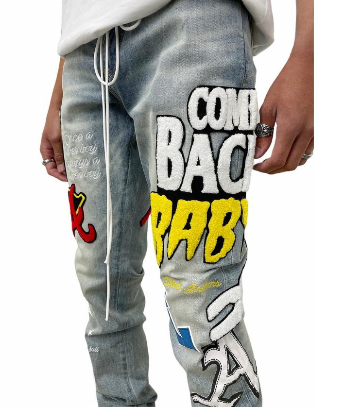Lifted Anchors Boulevard Puff Print Denim Blue Wash