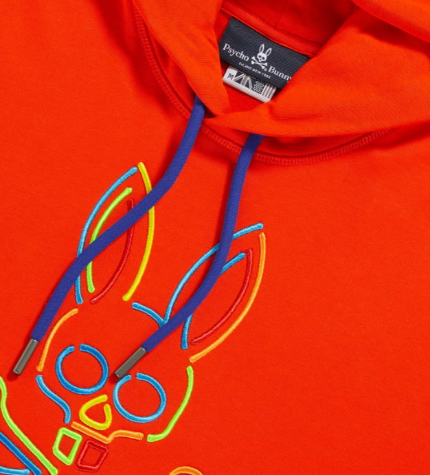 Psycho Bunny Barbon Neon Glow Hoodie Red