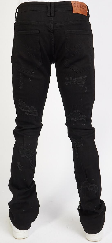 Pleks Denim Stacked Flare Zip Distressed (Ramsey515)