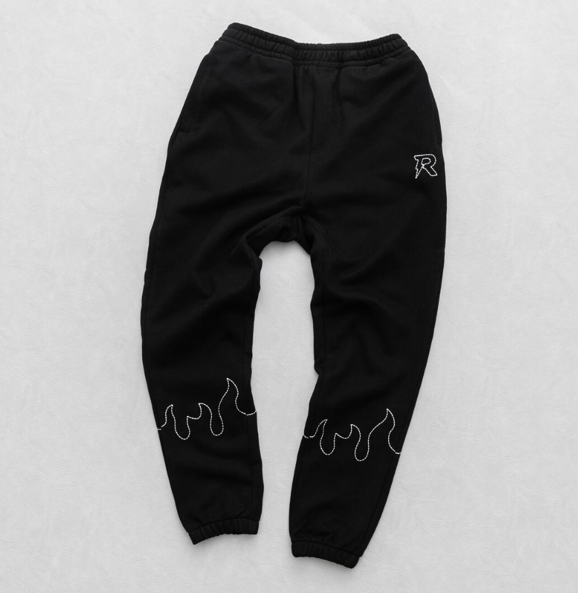 Reves Paris Black "Inferno" Hand Stitched Premium Sweatsuit SET