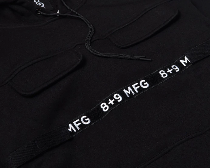 8 & 9 Strapped Up Hoodie (Black/White)