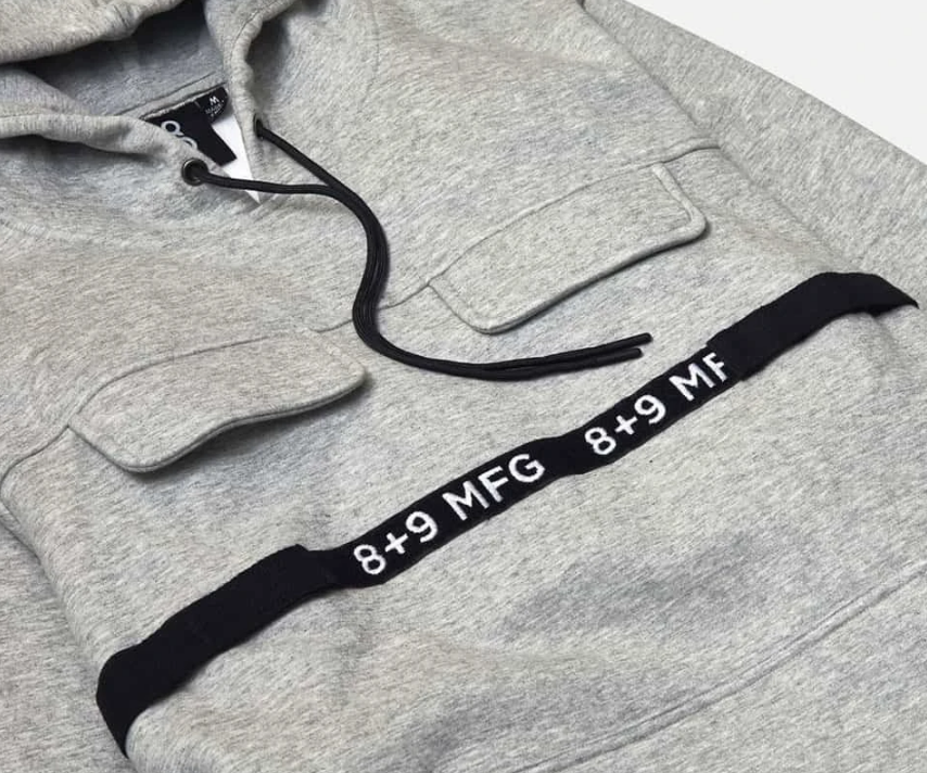 8 & 9 Strapped Up Hoodie (Heather Grey)