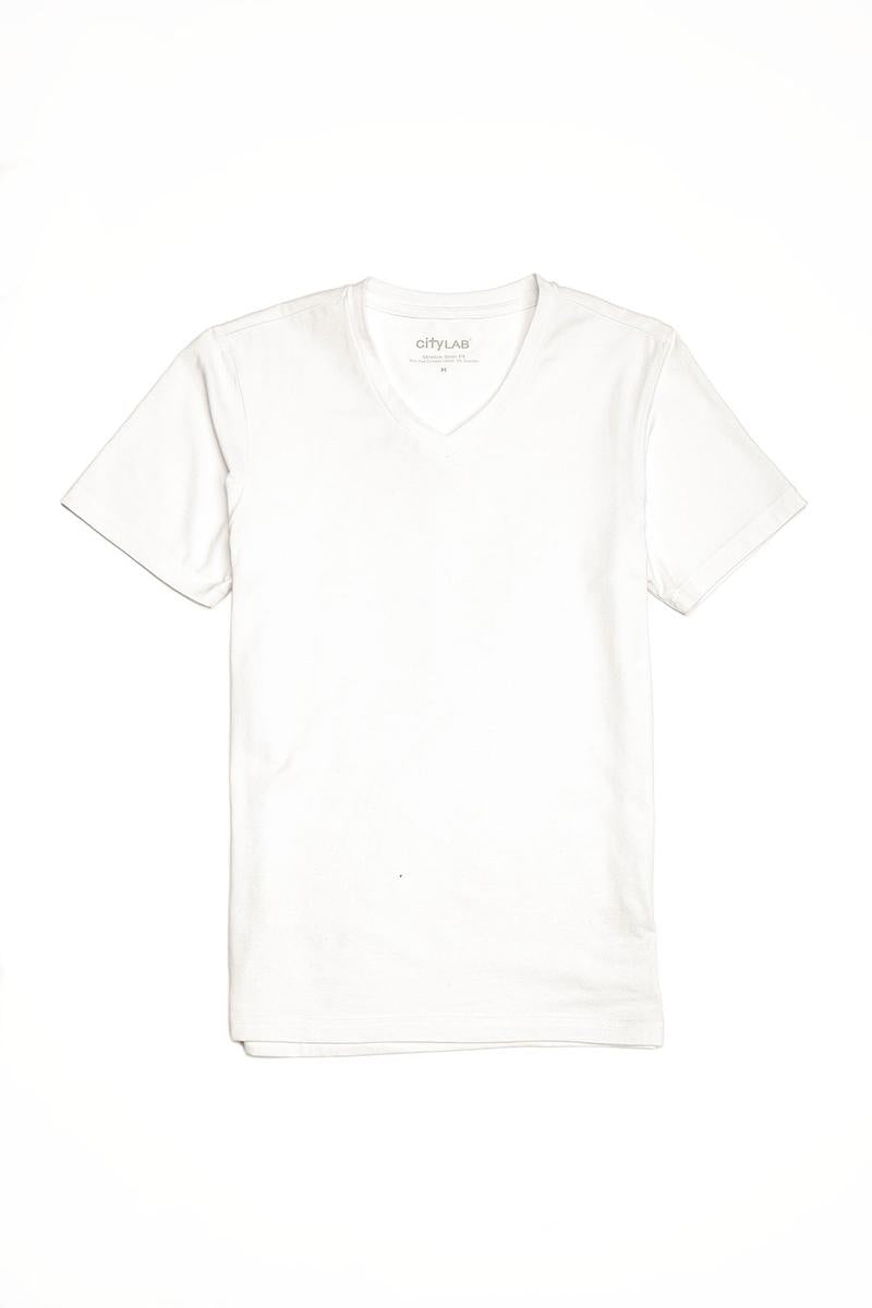 City Lab-STRETCH Slim Fit T-Shirt, V-White