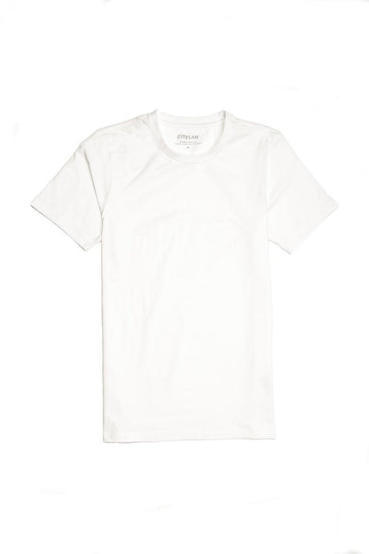 City Lab-STRETCH Slim Fit T-Shirt, Crew-White