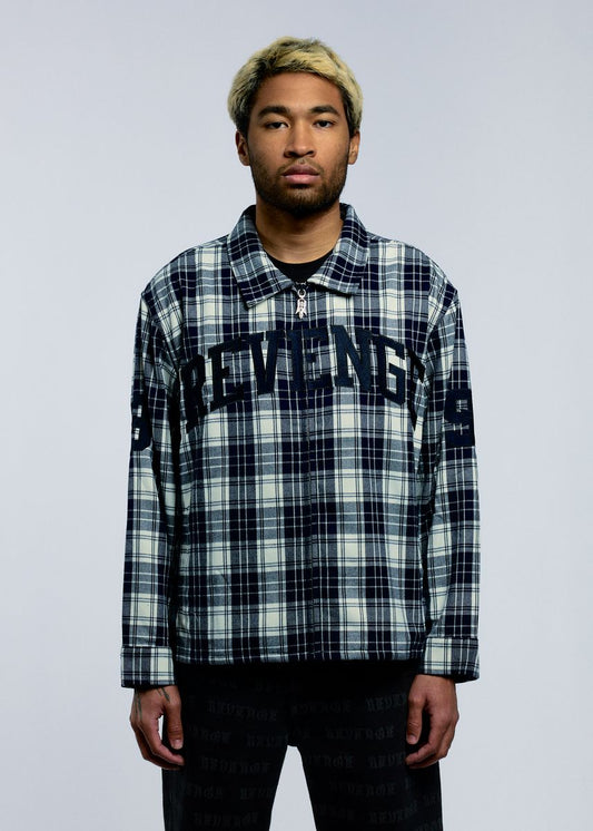Revenge Valkyrie Embroidered Flannel Navy/White(REV-FA25-6003)