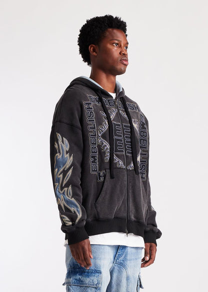 Embellish Inferno Zip Jacket (Washed Black) (EMBHO25-200)