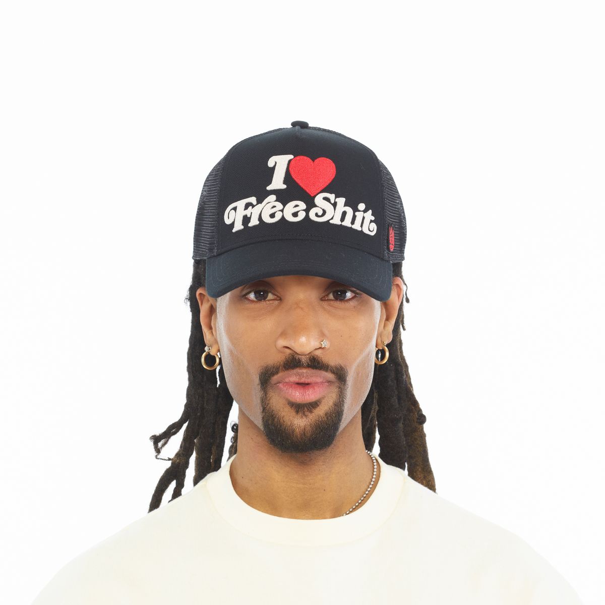 MESH BACK TRUCKER CURVED VISOR " I LOVE FREE SHIT "