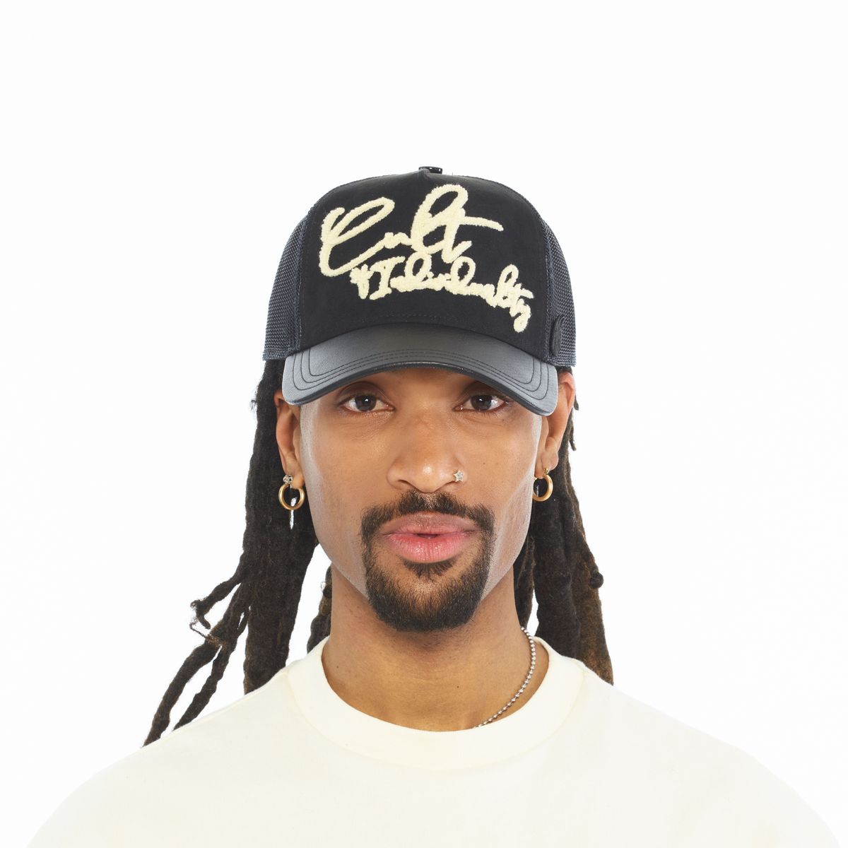 MESH BACK TRUCKER CURVED VISOR " GRASSHOPPER EMB HAT "