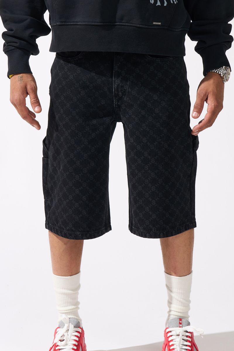 Serenede Monogram Black Denim Shorts (MONOGRMJRTS)