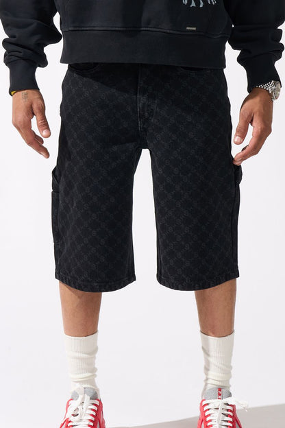 Serenede Monogram Black Denim Shorts (MONOGRMJRTS)