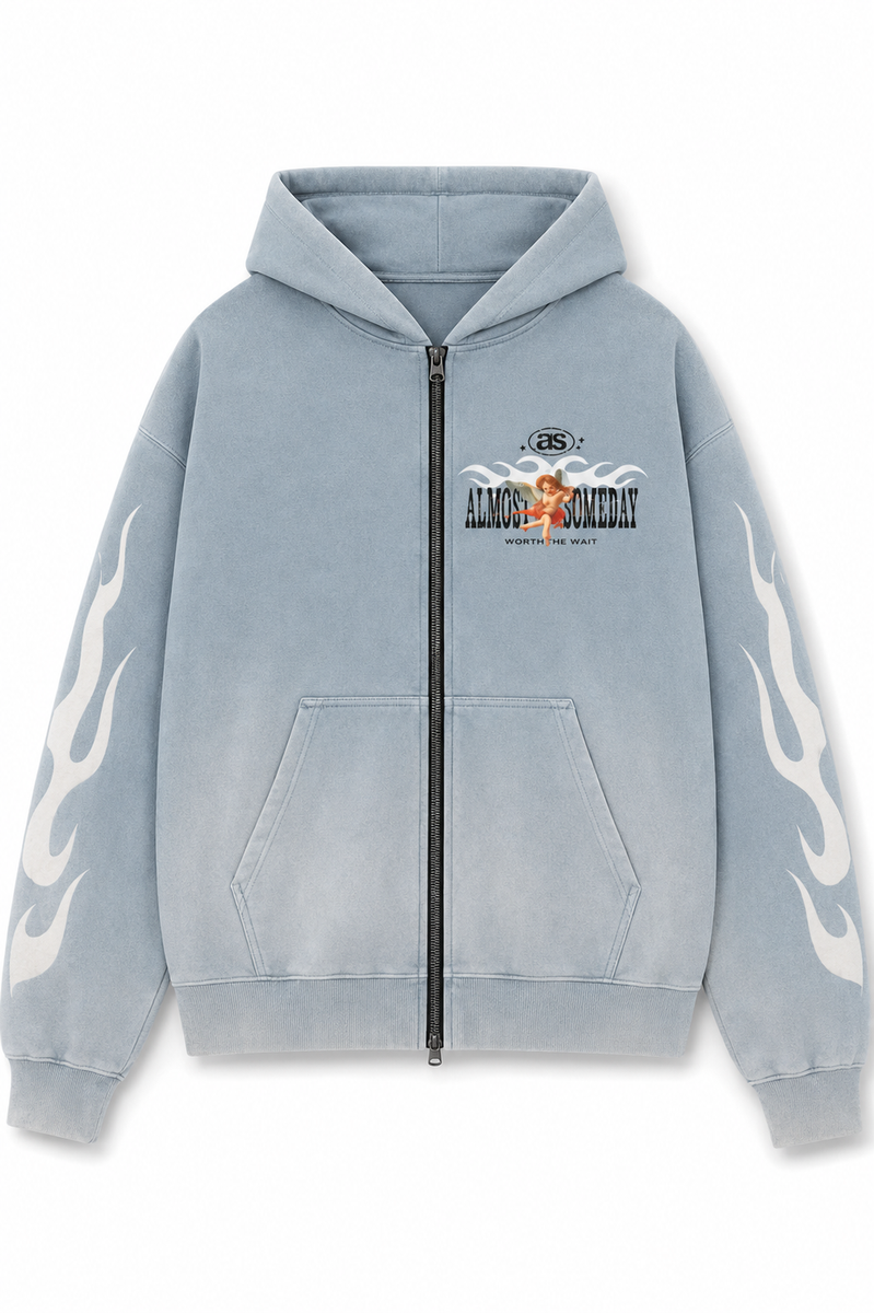 MEMBERS ZIP HOODIE-Light Blue