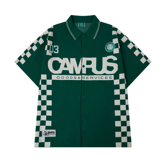 Campus Goods Checkered Jacquard Shirt Green (CG-FALL26-035)