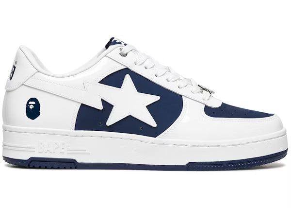 A Bathing Ape Bape Sta Low-White and Navy Blue