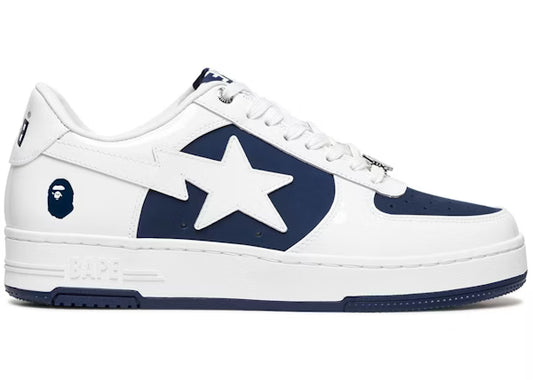 A Bathing Ape Bape Sta Low-White and Navy Blue