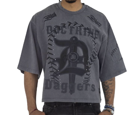 Doctrine Daggers Tee Charcoal Wash
