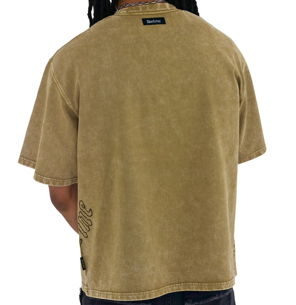 Doctrine Skulled Moth Garden Tee Sandstone Wash