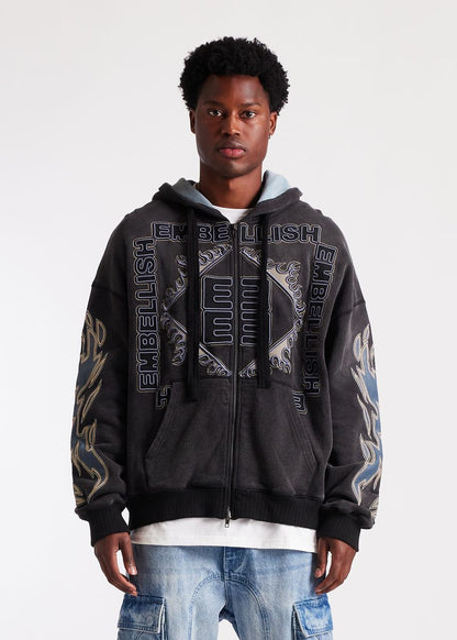 Embellish Inferno Zip Jacket (Washed Black) (EMBHO25-200)