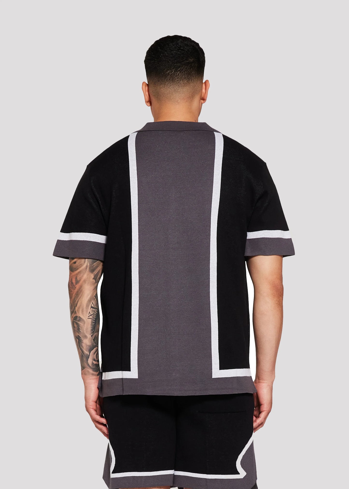 Memory Lane All Team Knit Button Down Shirt Black