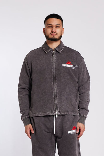 Memory Lane R.I. Collared Zip Jacket-Charcoal (ML-HO25-003)