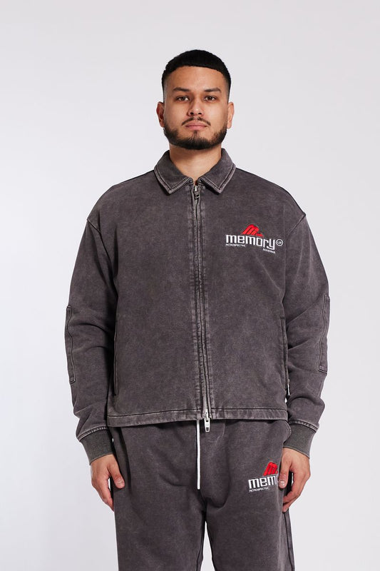 Memory Lane R.I. Collared Zip Jacket-Charcoal (ML-HO25-003)