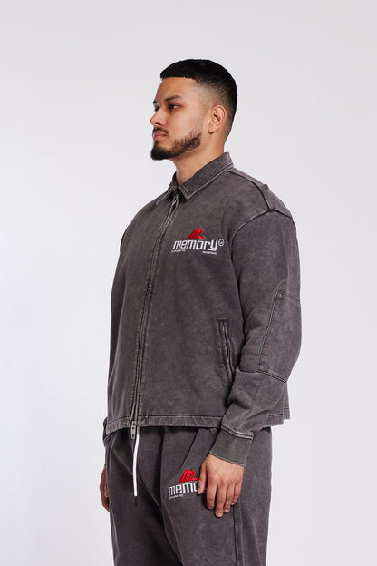Memory Lane R.I. Collared Zip Jacket-Charcoal (ML-HO25-003)