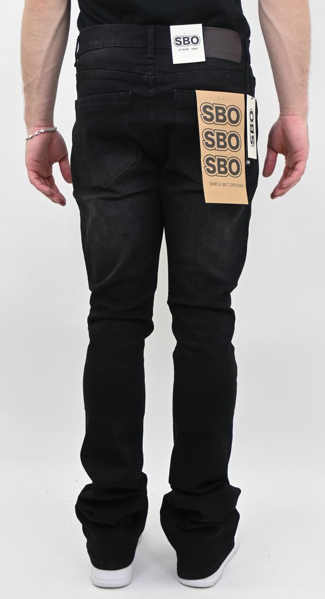 Armor Jeans Jet Black Ripped Stacked Jeans (SB0_02001_SK)