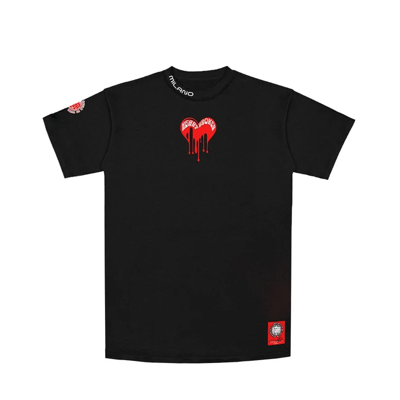 Premium Milano Mens Melted Heart Crew Neck T-Shirt CT261-111 Black