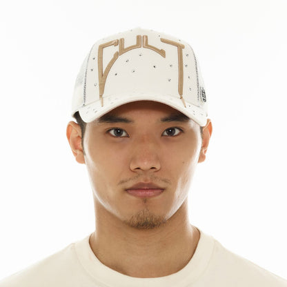 Cult Of Individuality Arch Logo Mesh Back Trucker Hat Winter White