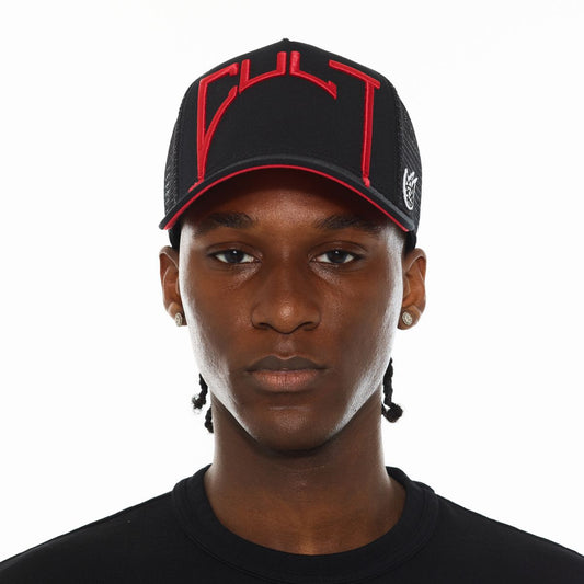 Cult Of Individuality Arch Logo Mesh Back Trucker Hat Red