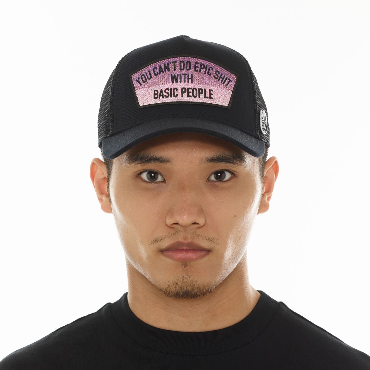 Cult Of Individuality Mesh Epic Sh*t Trucker Pink Rhinestones