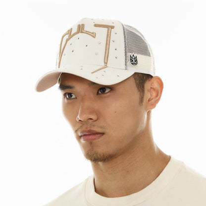 Cult Of Individuality Arch Logo Mesh Back Trucker Hat Winter White