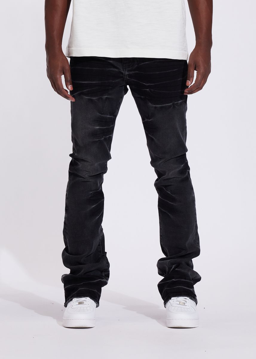 Crysp Denim Arch Flare Washed Black (CRYSUM25-108)