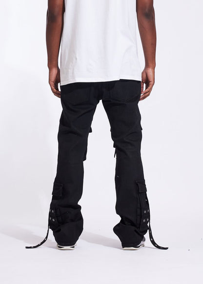 Crysp Denim Leader Cargo Flare - Jet Black (CRYHO25-121)
