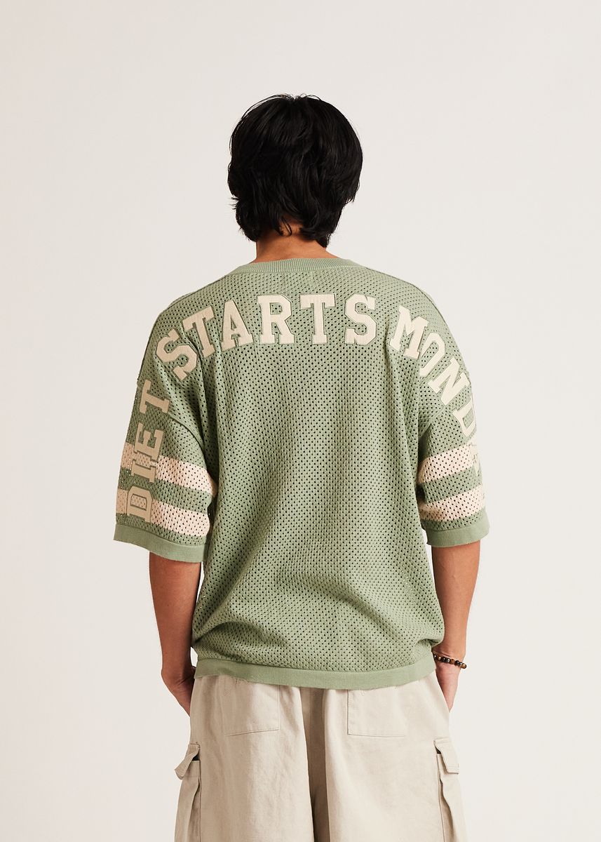 Diet Starts Monday Knitted Mesh Jersey Sage