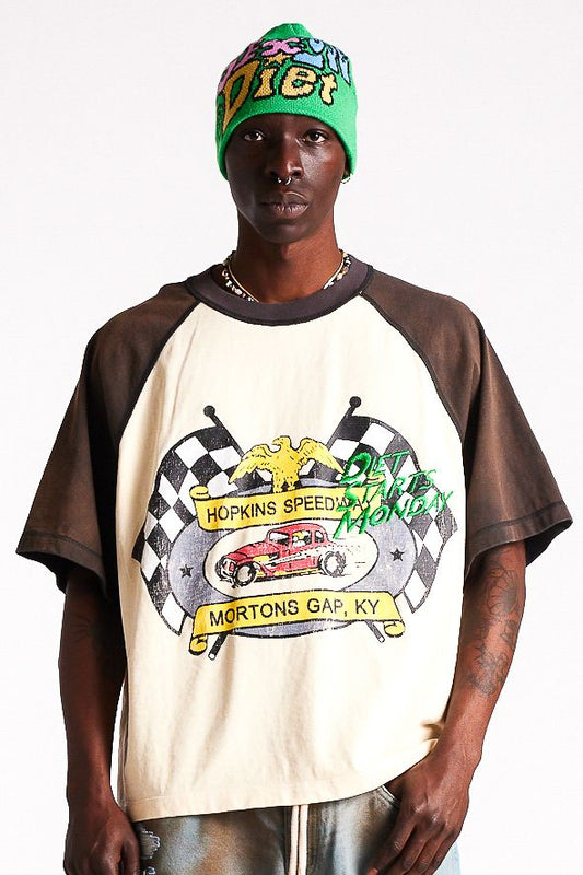 Diet Starts Monday Mortons Gap Raglan Tee - Vintage Black/Antique White