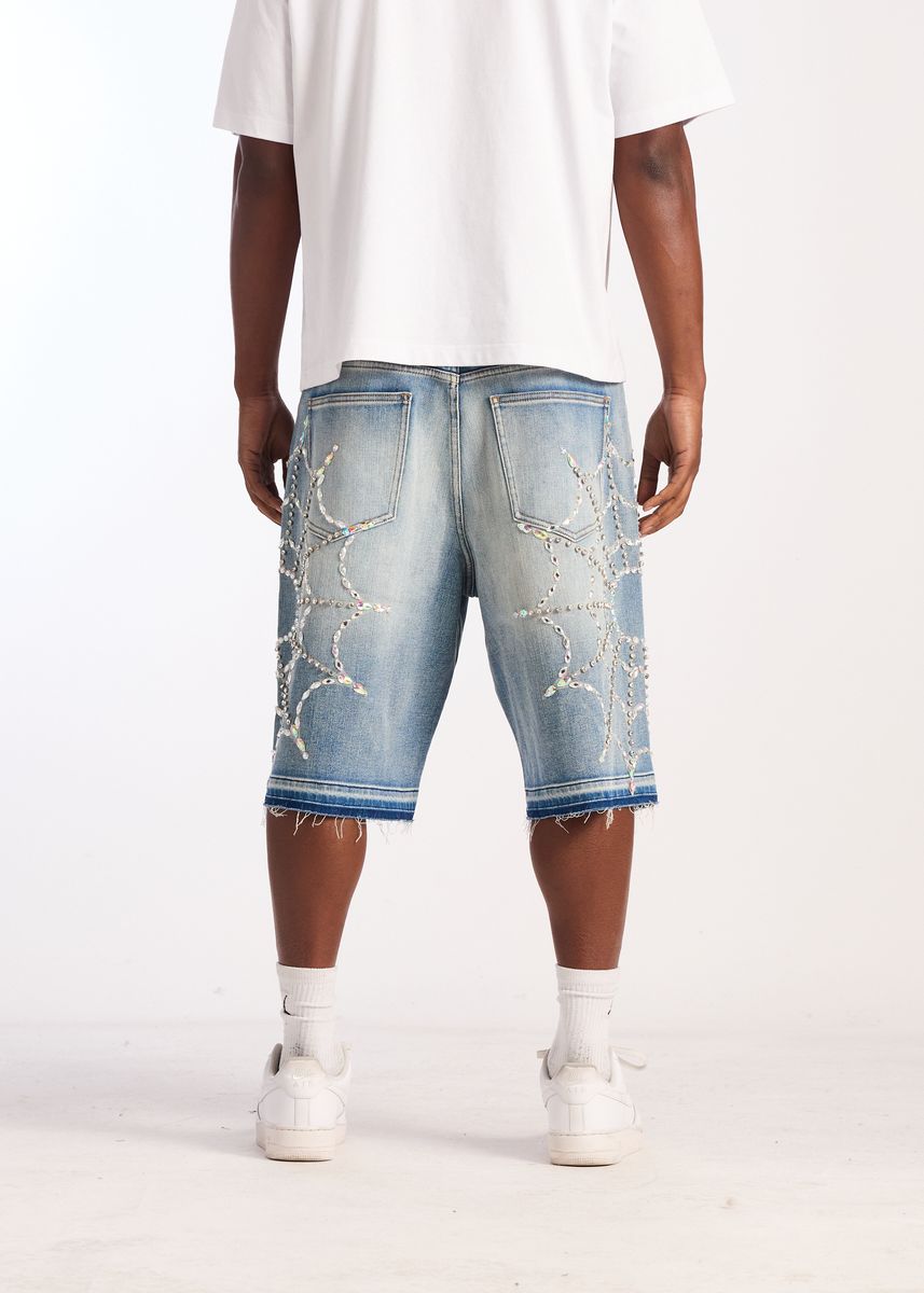 Embellish Crystal Web Jorts (EMB-SUM26-022)