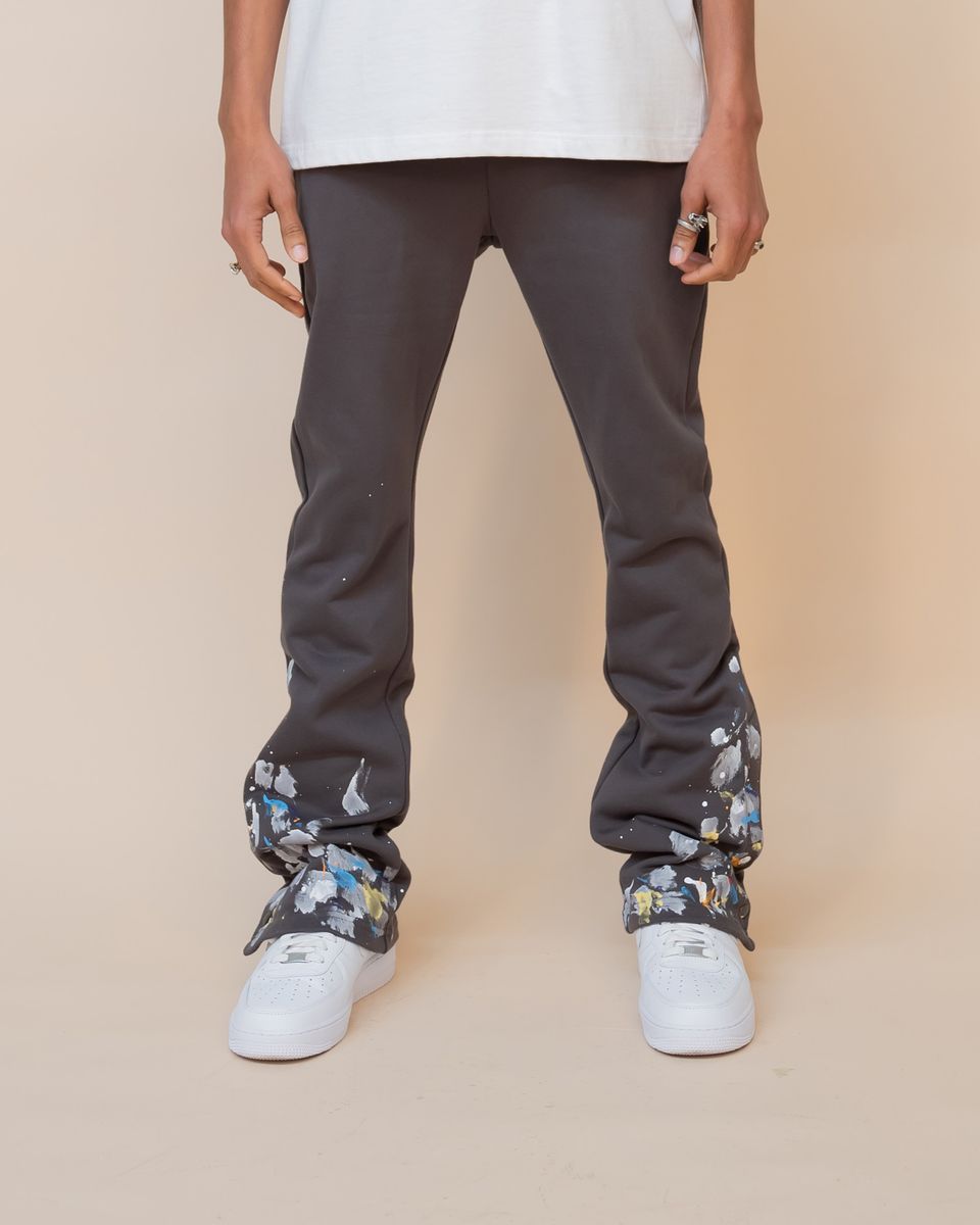 EPTM Paint Snap Flared Pants Charcoal