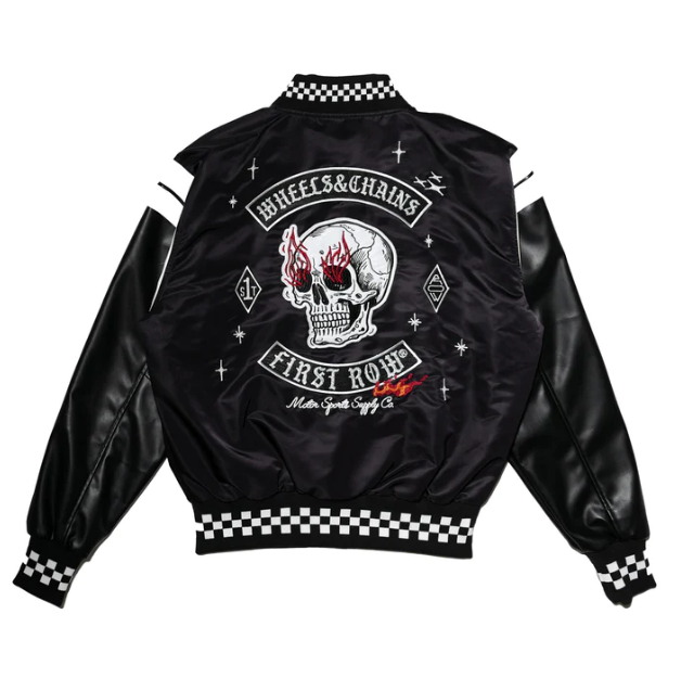 First Row Wheel And Chain Varsity Jacket