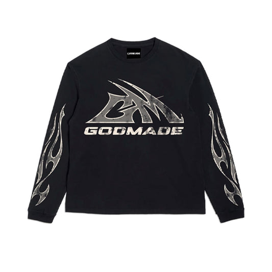 Godmade Clothing Logo LS Tee Black