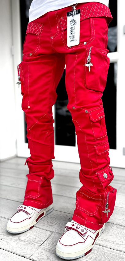 Guapi Blood Red Contrast Cargo Pant