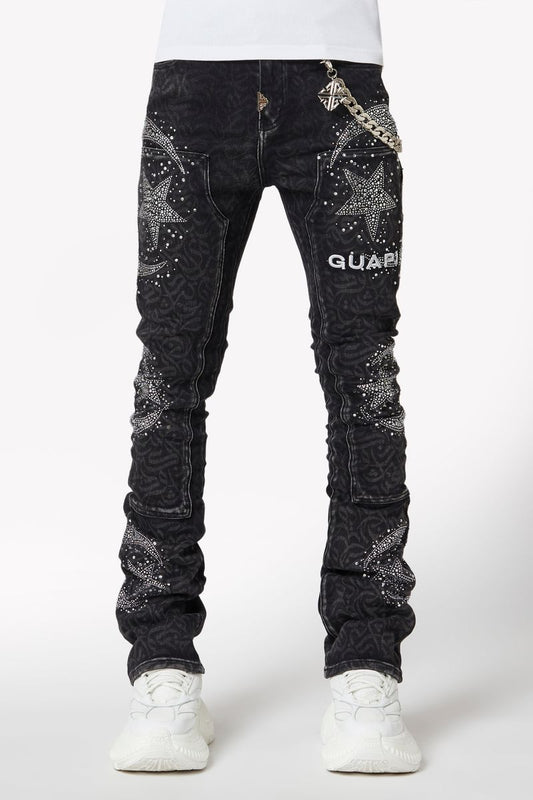 Guapi Obsidian Black Calligraphy Denim