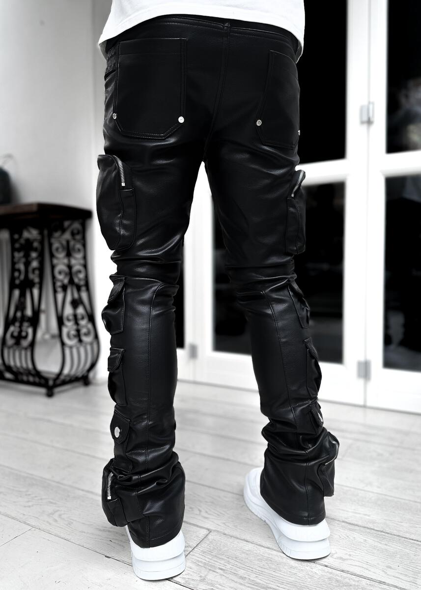 Guapi Obsidian Black Cargo Leather Pant
