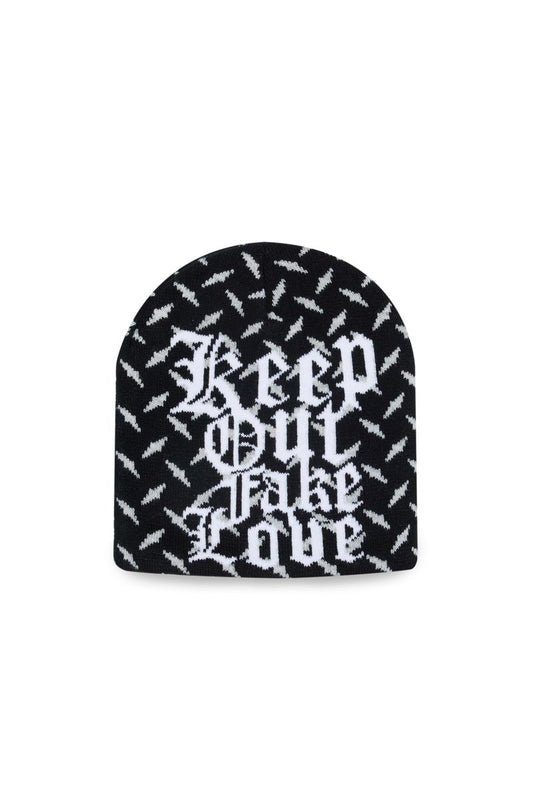 Keep Out Fake Love Diamond Cut Beanie