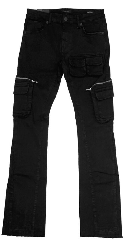 Krome Black Stacked Denim Pants